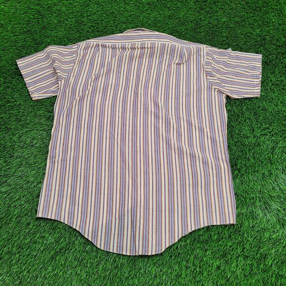 Vintage 80s Disco Vertical Stripes Shirt Large 23x31 Yellow - Picture 2 of 11